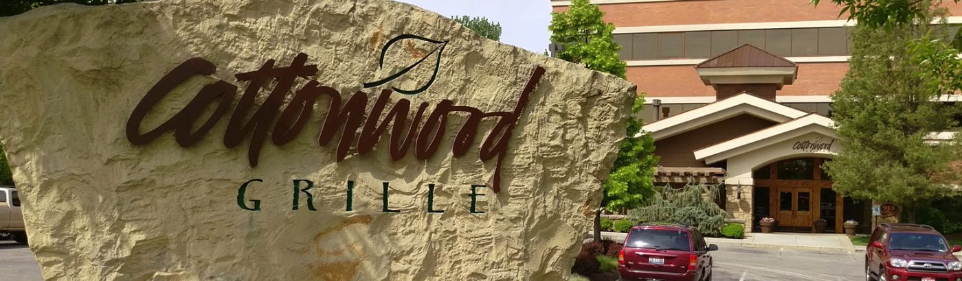 Cottonwood grill sign made by pinnacle stone